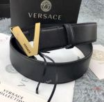Replica Versace Smooth Style Leather Belt with V Buckle